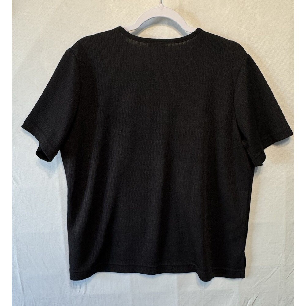 Vtg Bonworth Women's Black Short Sleeved Round Neck Size PL Polyester Top - Picture 5 of 7